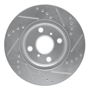 Scion iQ Brake Rotor (1) - Front Left - R1 Concepts - Drilled & Slotted - Silver - `06-`19